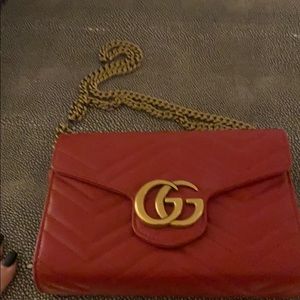 Red Gucci Marmont crossbody w box